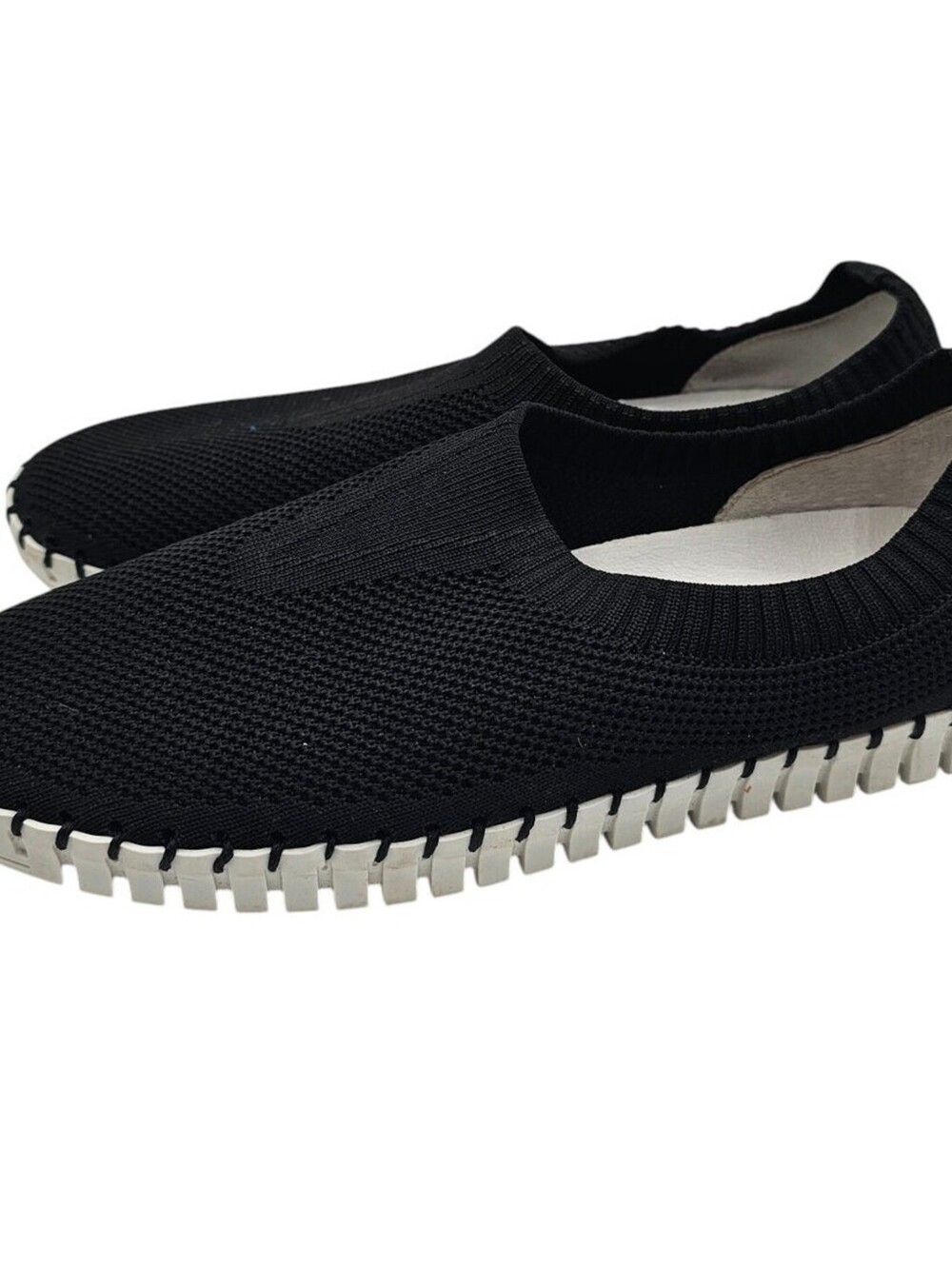 Eric Michael Women's Lucy Slip-On Stretchable Flats Sz 41 Black White US 10.5